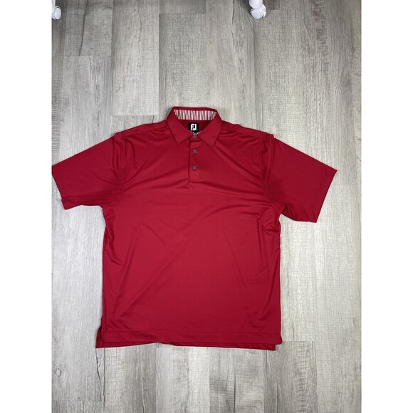 Footjoy ProDry Performance Stretch Pique Red Polo Golf Shirt Size XL STAIN T - Picture 1 of 9